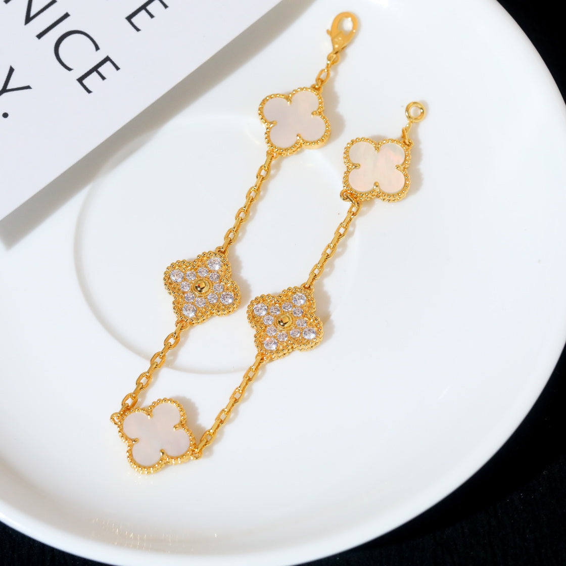 [Clover]CLOVER BRACELET 5 MOTIF WHITE MOP DIAMOND