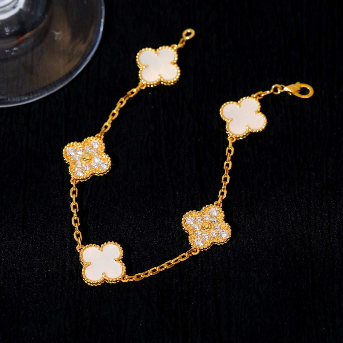 [Clover]CLOVER BRACELET 5 MOTIF WHITE MOP DIAMOND