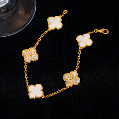 [Clover]CLOVER BRACELET 5 MOTIF WHITE MOP DIAMOND