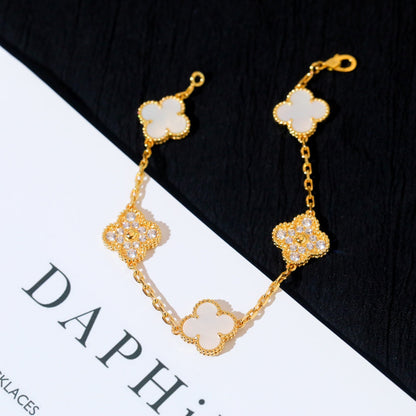 [Clover]CLOVER BRACELET 5 MOTIF WHITE MOP DIAMOND