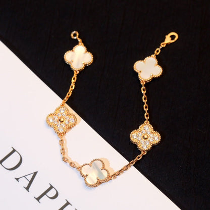 [Clover]CLOVER BRACELET 5 MOTIF WHITE MOP DIAMOND