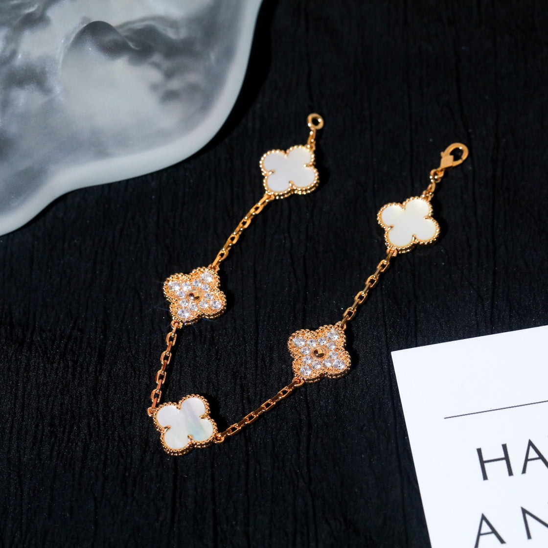 [Clover]CLOVER BRACELET 5 MOTIF WHITE MOP DIAMOND