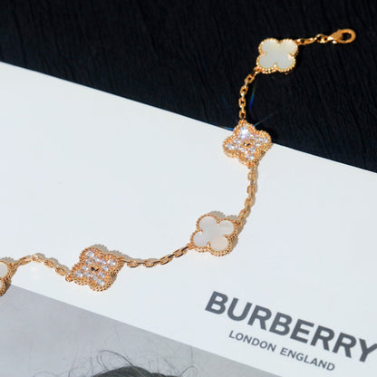 [Clover]CLOVER BRACELET 5 MOTIF WHITE MOP DIAMOND