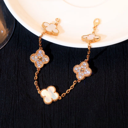 [Clover]CLOVER BRACELET 5 MOTIF WHITE MOP DIAMOND