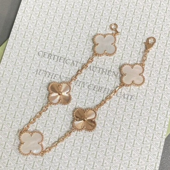 [Clover]CLOVER BRACELET 5 MOTIF WHITE MOP PINK GOLD
