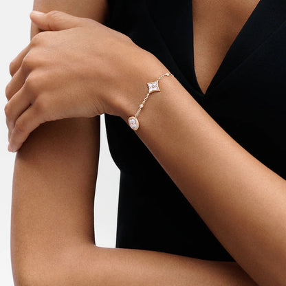 [Clover]STAR AND SUN 4 MOTIF WHITE MOP PINK GOLD BRACELET