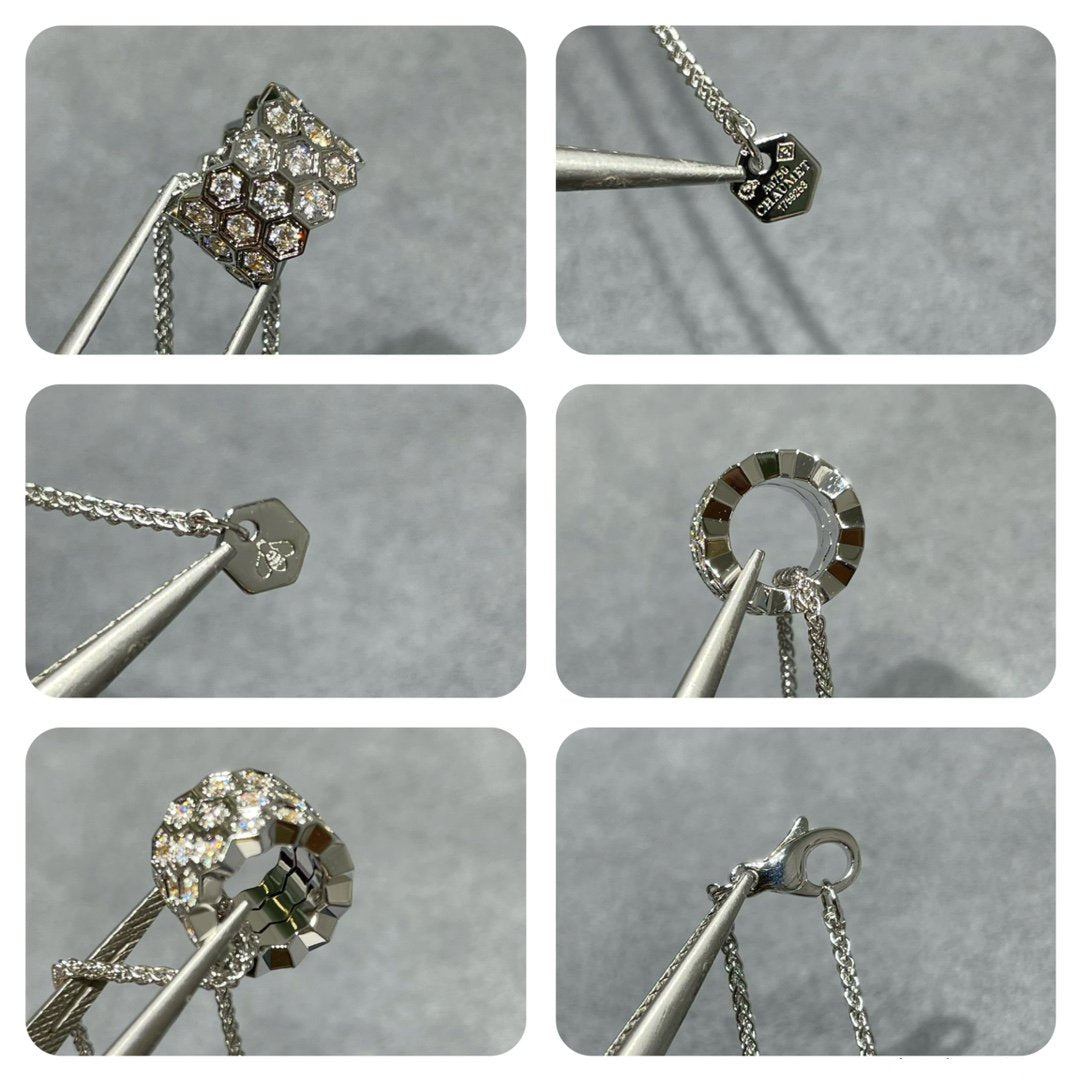 [Clover]BEE LOVE DIAMOND PAVED 3 ROW NECKLACE
