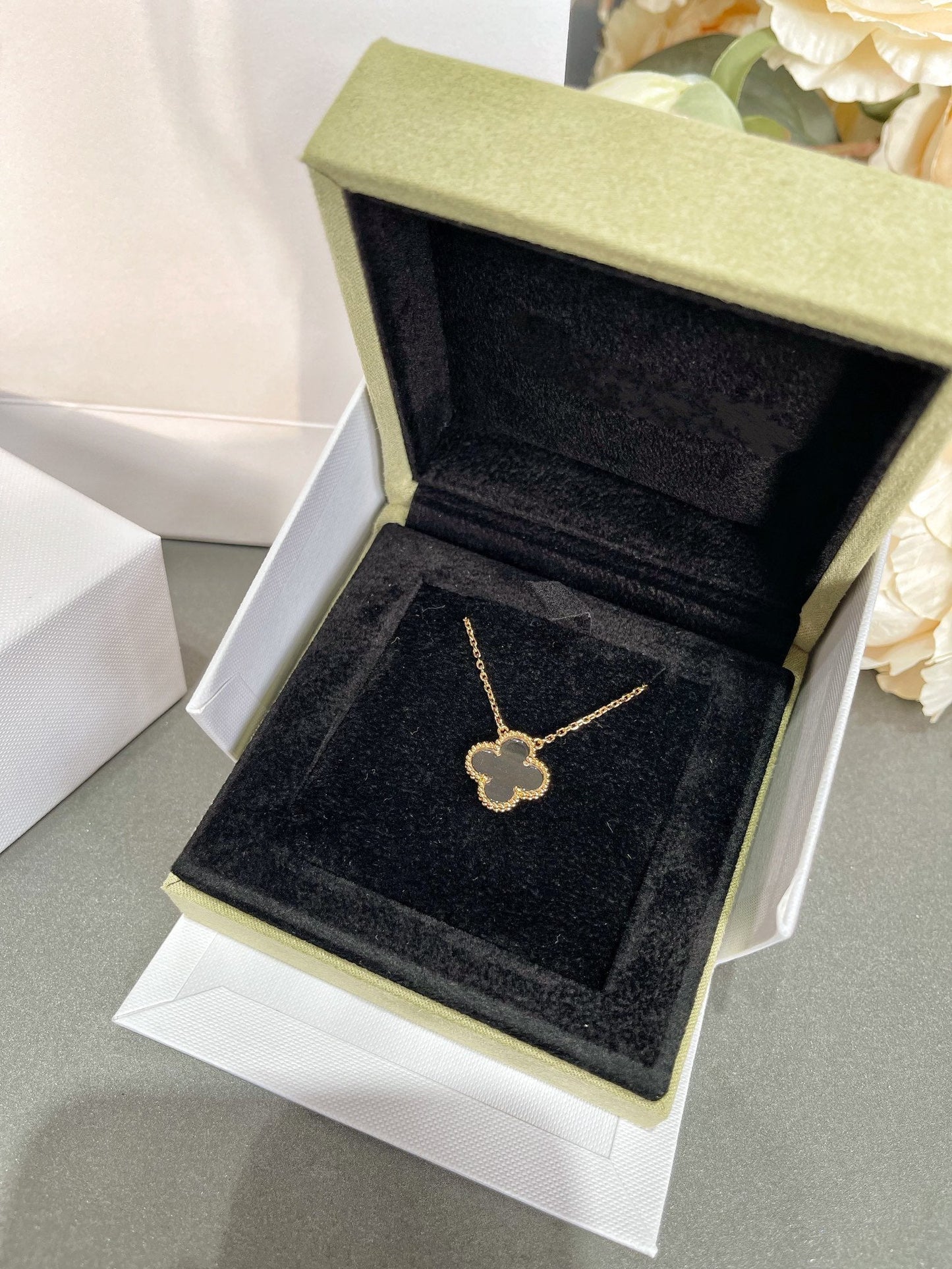 [Clover]CLOVER ROCK CRYSTAL ROSE GOLD NECKLACE