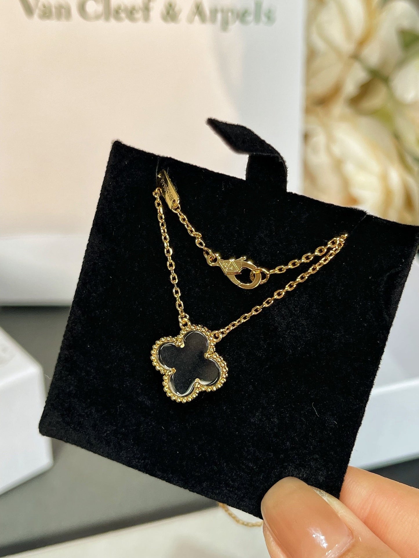 [Clover]CLOVER ROCK CRYSTAL ROSE GOLD NECKLACE