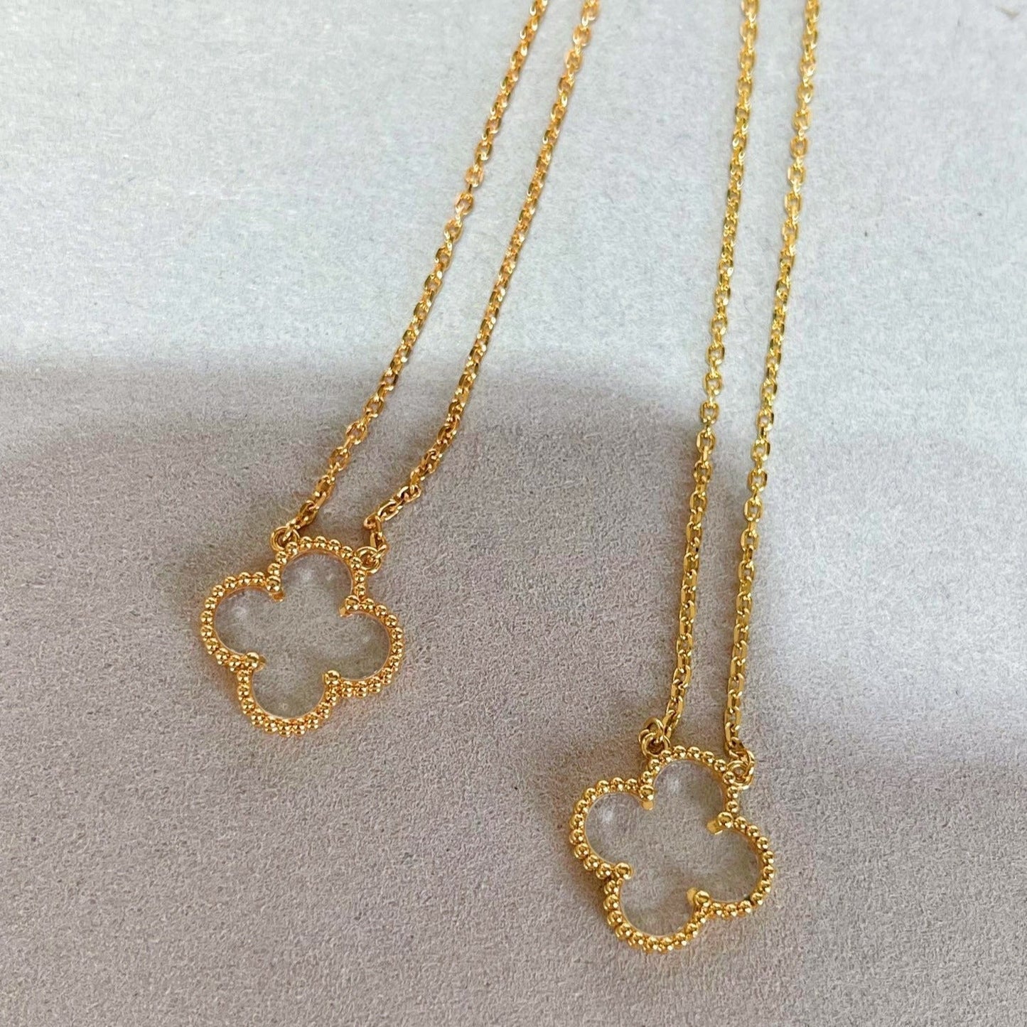 [Clover]CLOVER ROCK CRYSTAL ROSE GOLD NECKLACE