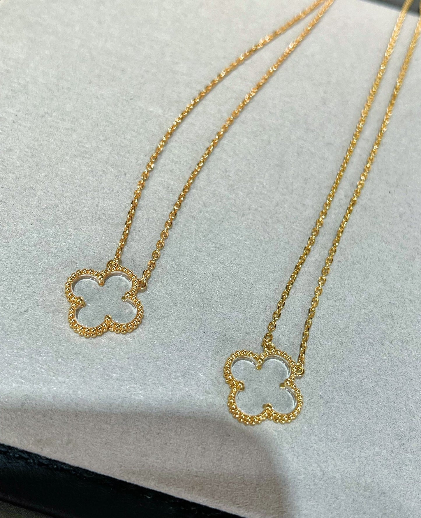 [Clover]CLOVER ROCK CRYSTAL ROSE GOLD NECKLACE