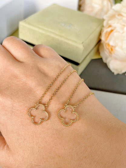 [Clover]CLOVER ROCK CRYSTAL ROSE GOLD NECKLACE