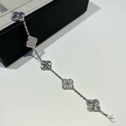[Clover]CLOVER 5 MOTIF SILVER DIAMOND BRACELET