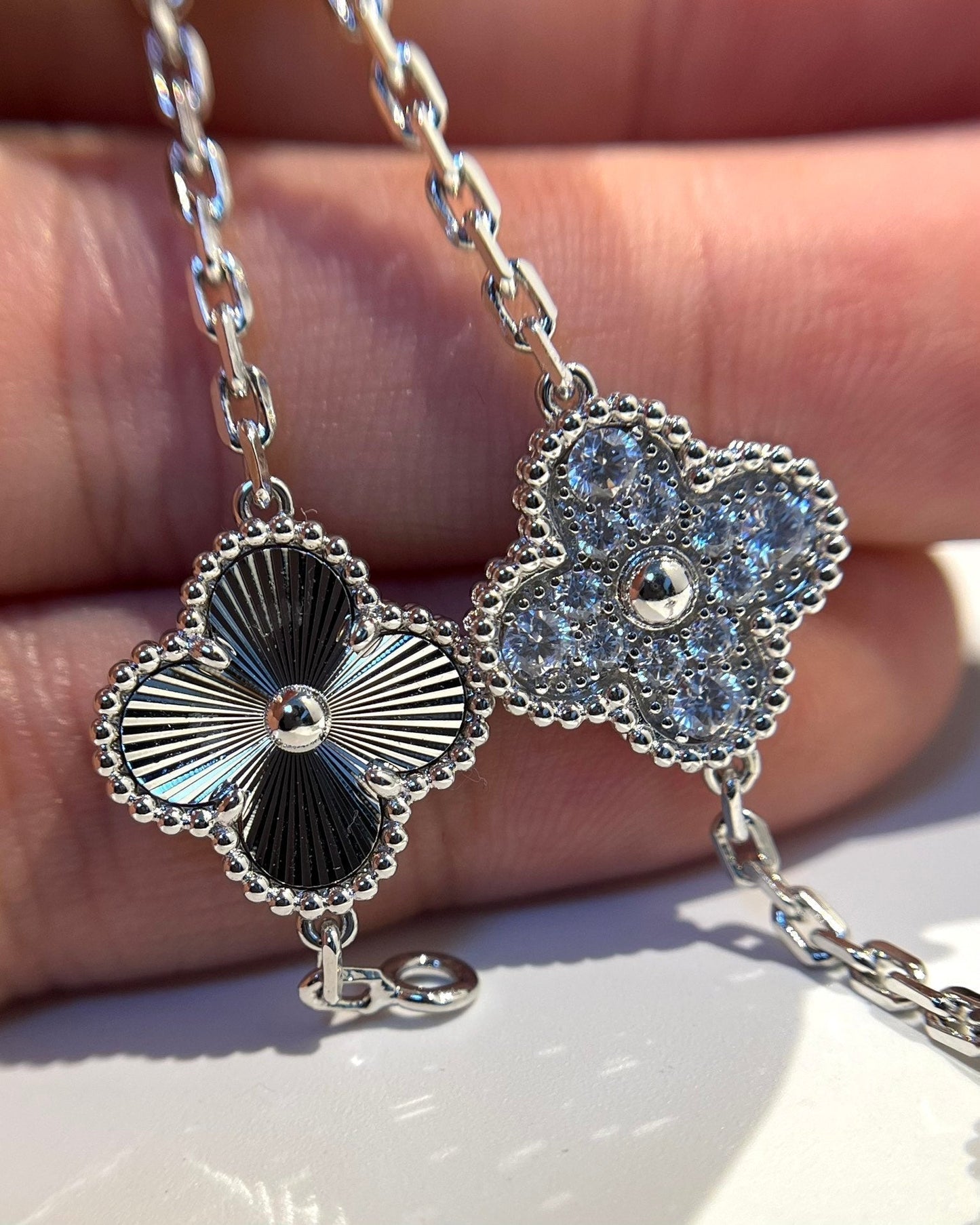 [Clover]CLOVER 5 MOTIF SILVER DIAMOND BRACELET