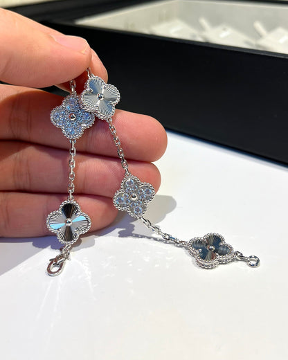 [Clover]CLOVER 5 MOTIF SILVER DIAMOND BRACELET