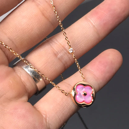 [Clover]COLOR BLOSSOM PINK MOP SUN GOLD NECKLACE