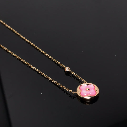 [Clover]COLOR BLOSSOM PINK MOP SUN GOLD NECKLACE