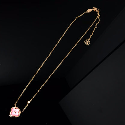 [Clover]COLOR BLOSSOM PINK MOP SUN GOLD NECKLACE