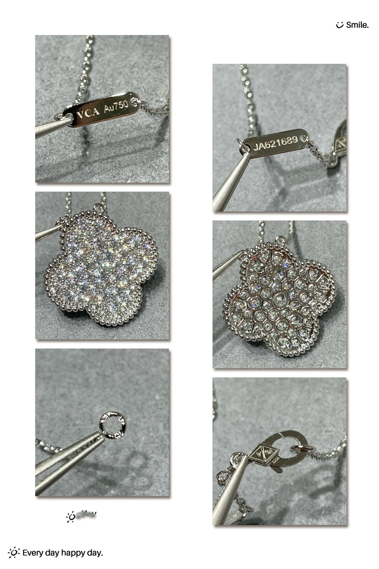 [Clover]CLOVER 25MM LARGE PENDANT DIAMOND PAVED SILVER NECKLACE