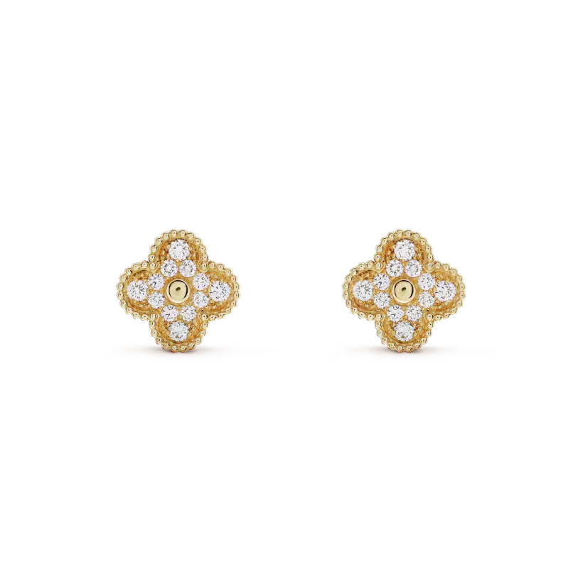 [Clover]CLOVER MEDIUM 1 MOTIFS FUll DIAMOND EARRINGS