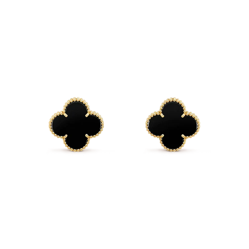 [Clover]CLOVER MEDIUM 1 MOTIFS  ONYX STUD EARRINGS