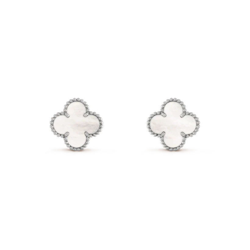 [Clover]CLOVER MEDIUM 1 MOTIFS  WHITE MOP EARRINGS SILVER