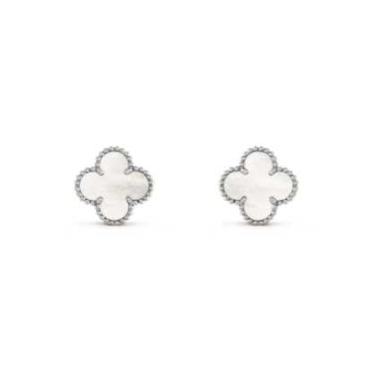 [Clover]CLOVER MEDIUM 1 MOTIFS  WHITE MOP EARRINGS SILVER