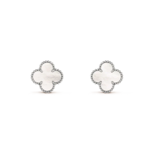 [Clover]CLOVER MEDIUM 1 MOTIFS  WHITE MOP EARRINGS SILVER