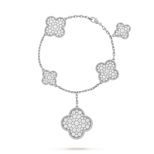 [Clover]CLOVER 6 MOTIFS SILVER DIAMOND BRACELET