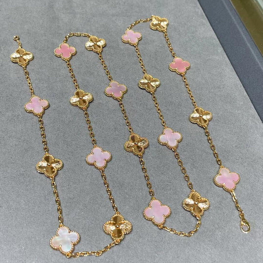 [Clover]CLOVER 20 MOTIFS LASER PINK MOP NECKLACE