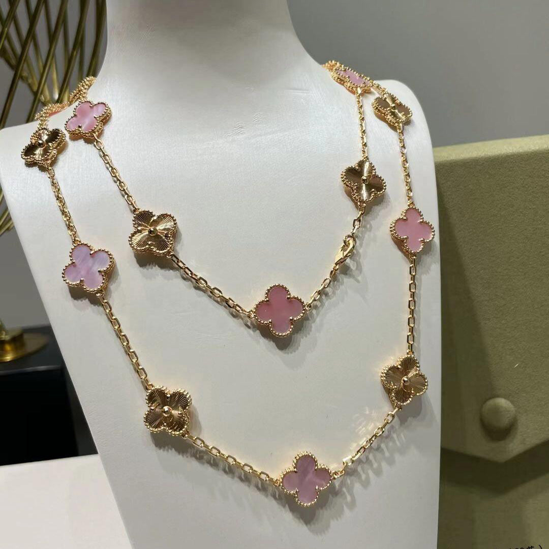 [Clover]CLOVER 20 MOTIFS LASER PINK MOP NECKLACE