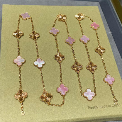[Clover]CLOVER 20 MOTIFS LASER PINK MOP NECKLACE