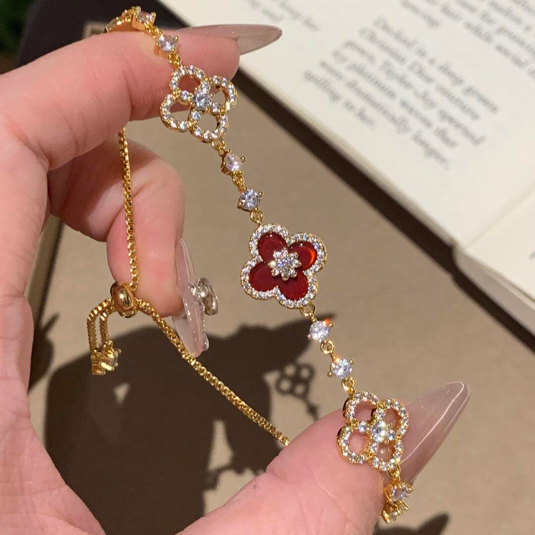 [Clover]CLOVER 5 MOTIF PINK BLUE RED WHITE BRACELET