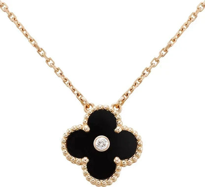 [Clover]CLOVER 15MM DIAMOND ONYX NECKLACE