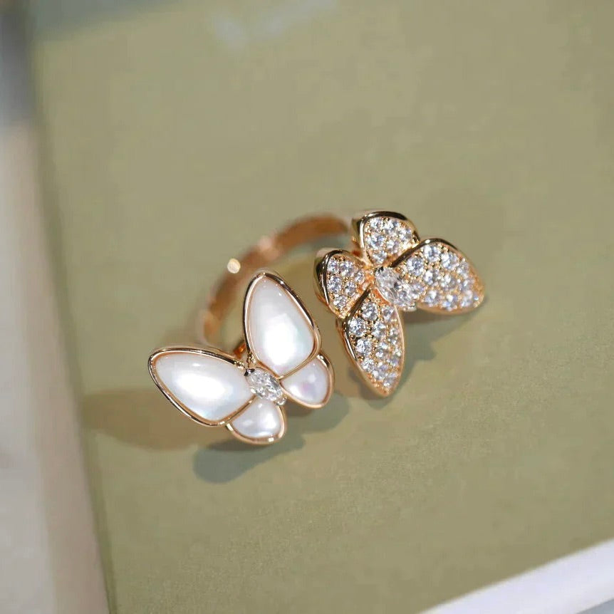 [Clover]TWIN BUTTERFLY DIAMOND MOP RING