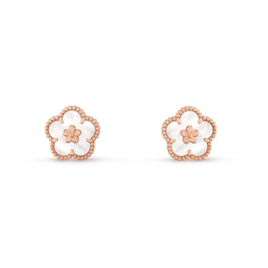 [Clover]LUCKY PINK GOLD WHITE MOP EARRINGS