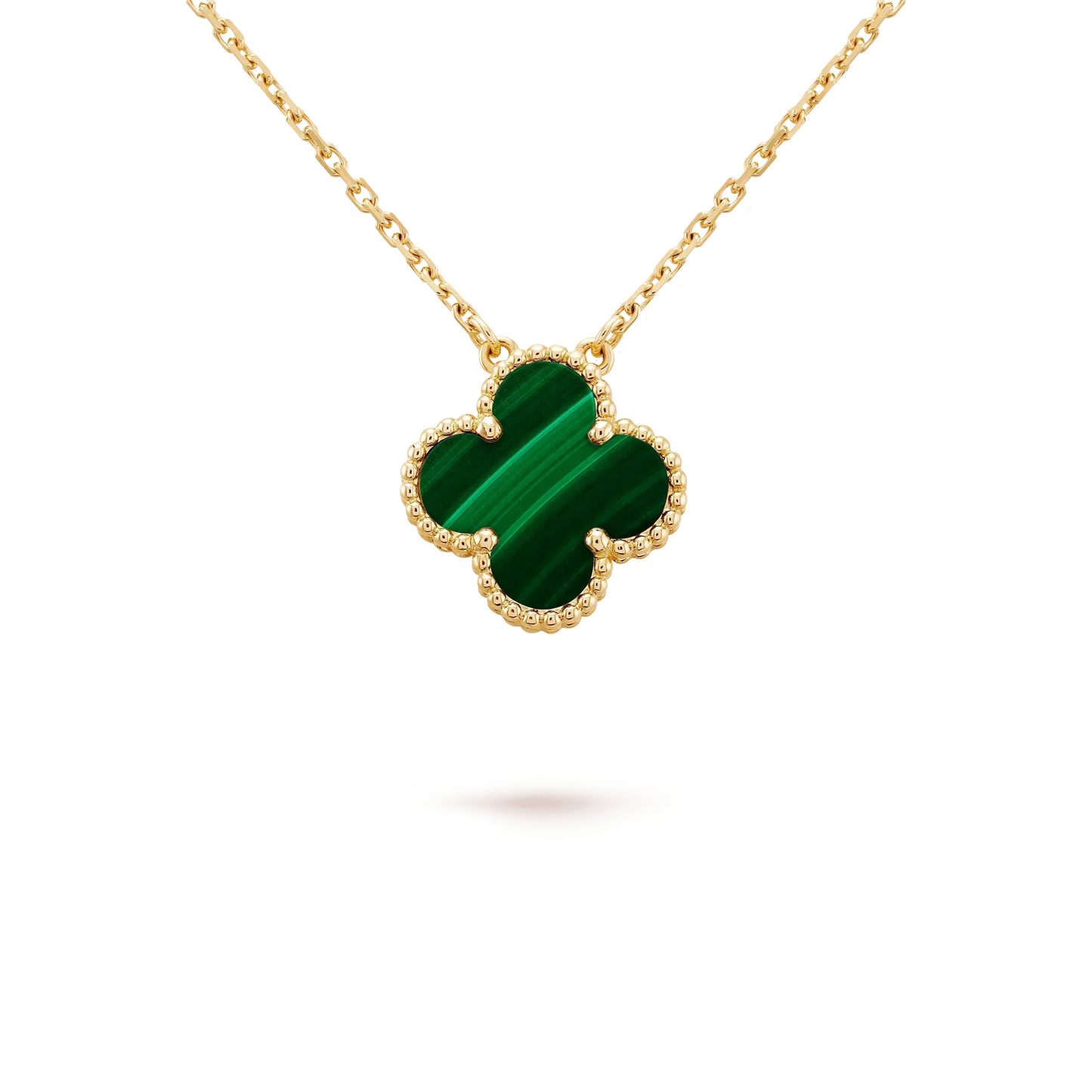 [Clover]CLOVER 15MM MALACHITE SINGLE FLOWER  NECKLACE