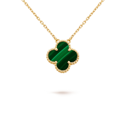 [Clover]CLOVER 15MM MALACHITE SINGLE FLOWER  NECKLACE