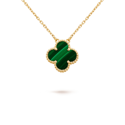 [Clover]CLOVER 15MM MALACHITE SINGLE FLOWER  NECKLACE
