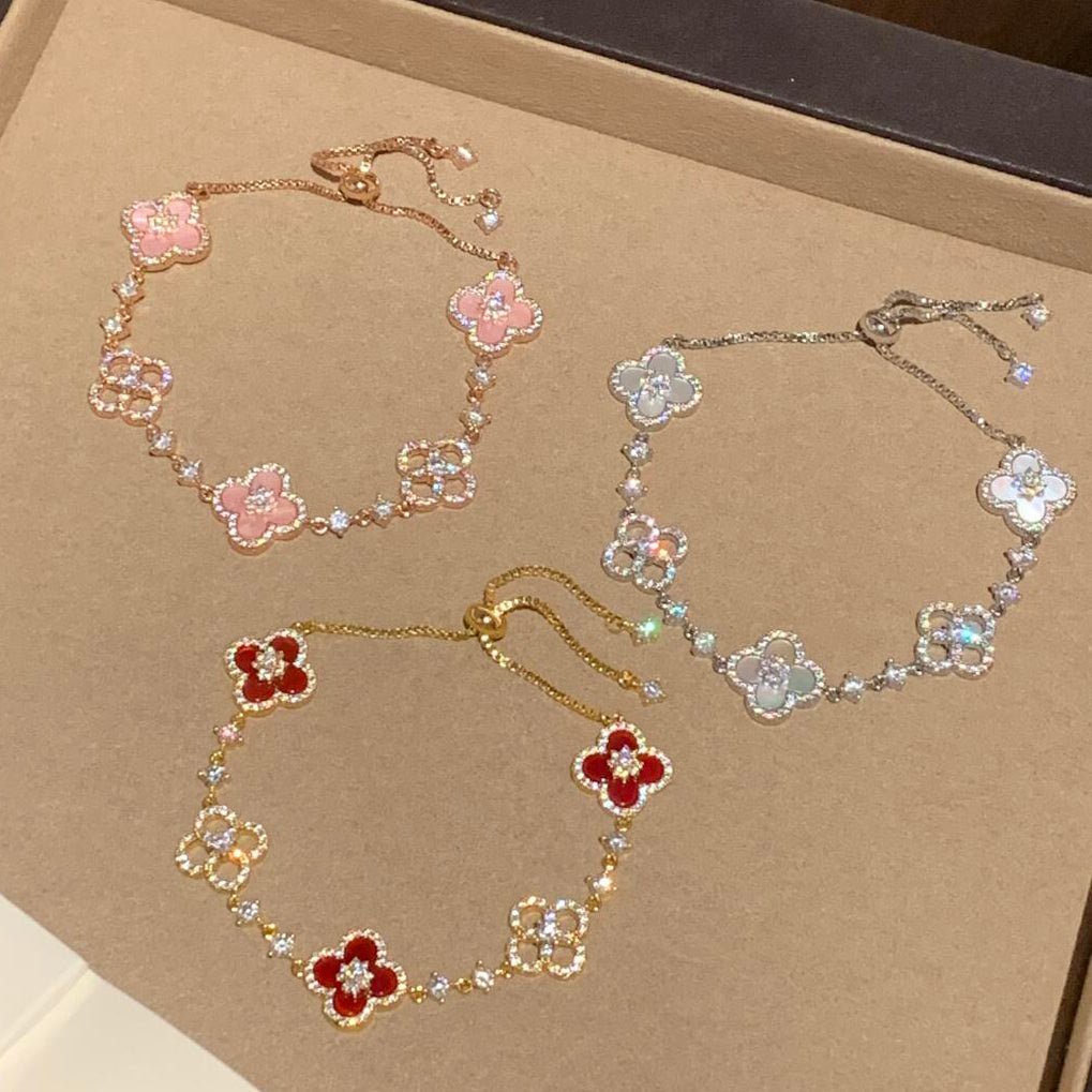 [Clover]CLOVER 5 MOTIF PINK BLUE RED WHITE BRACELET