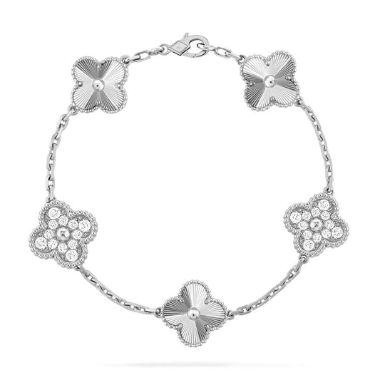 [Clover]CLOVER 5 MOTIF SILVER DIAMOND BRACELET
