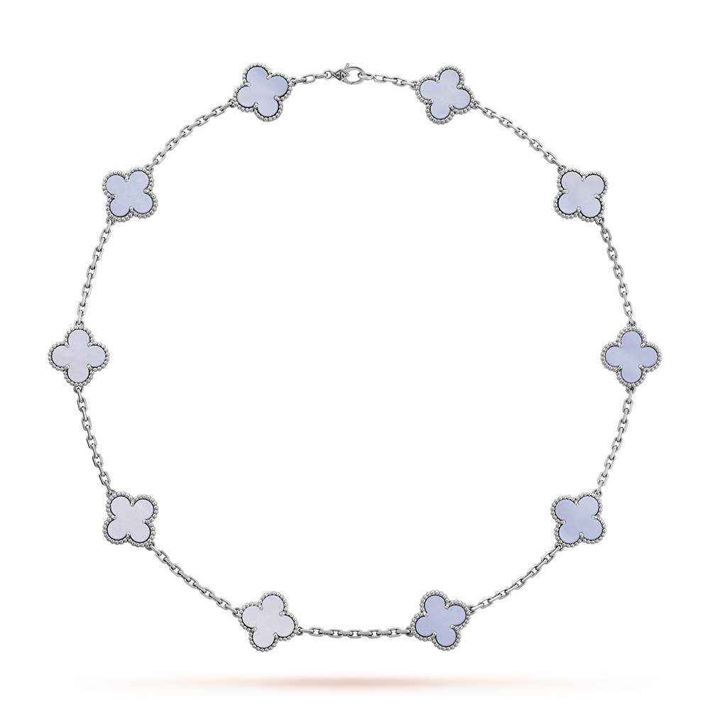 [Clover]CLOVER 10 MOTIFS BLUE CHALCEDONY NECKLACE