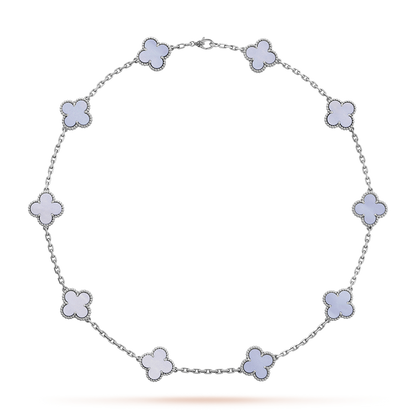 [Clover]CLOVER 10 MOTIFS BLUE CHALCEDONY NECKLACE