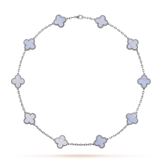 [Clover]CLOVER 10 MOTIFS BLUE CHALCEDONY NECKLACE