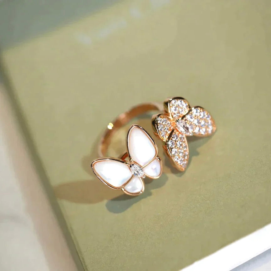 [Clover]TWIN BUTTERFLY DIAMOND MOP RING