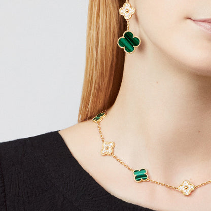[Clover]CLOVER 10 MOTIFS MALACHITE DIAMOND NECKLACE