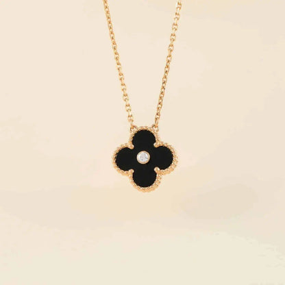 [Clover]CLOVER 15MM DIAMOND ONYX NECKLACE