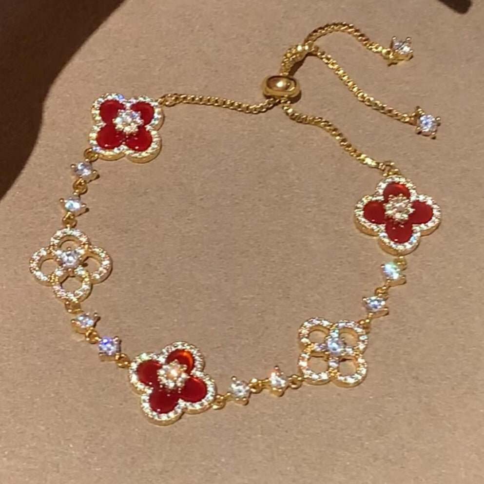 [Clover]CLOVER 5 MOTIF PINK BLUE RED WHITE BRACELET