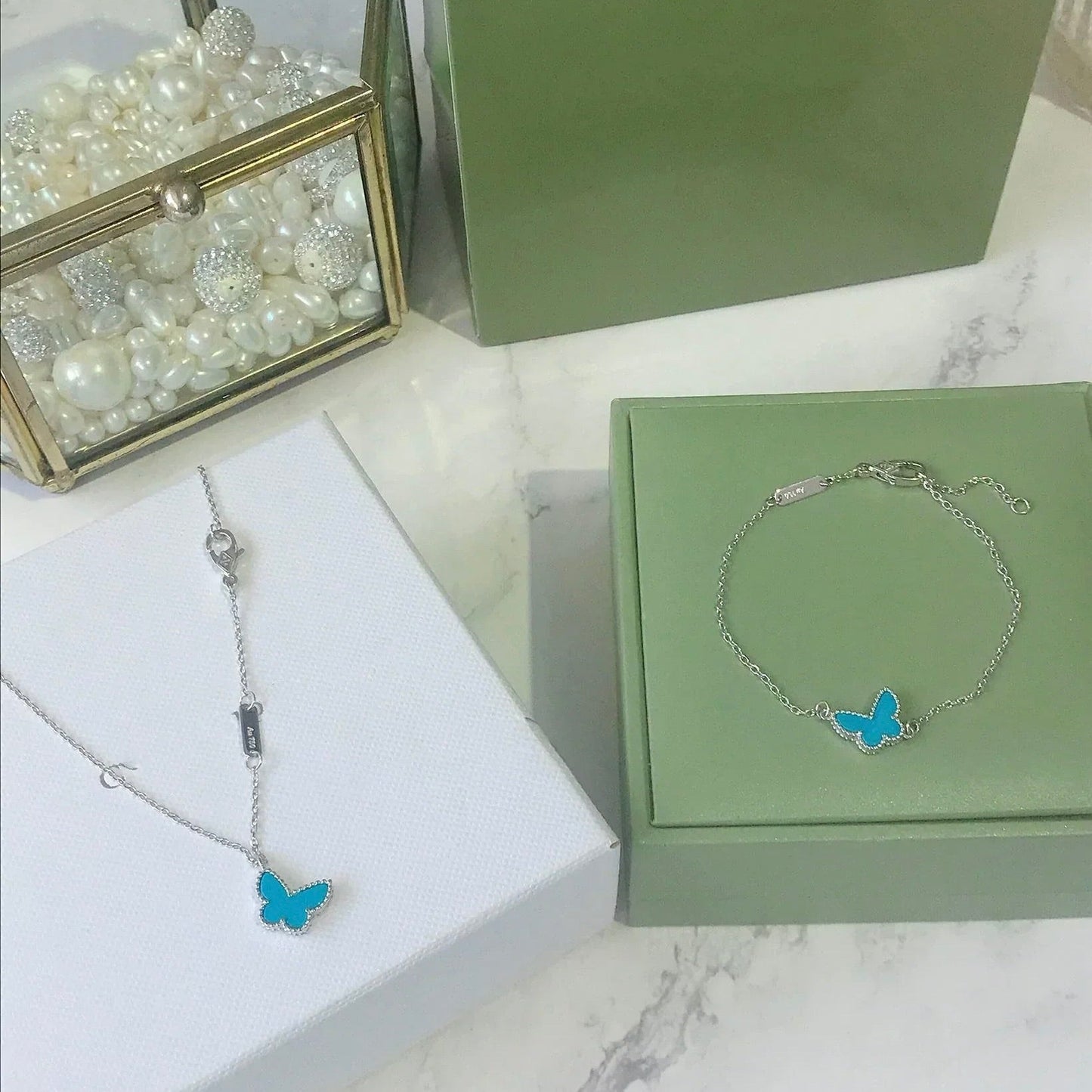 [Clover]BUTTERFLY TURQUOISE BUTTERFLY BRACELET SILVER