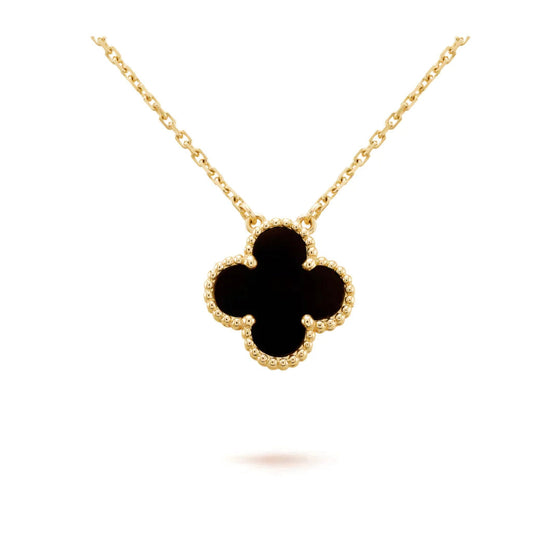 [Clover]CLOVER 15MM BLACK ONYX SINGLE FLOWER NECKLACE